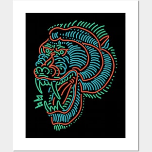 baboon neon tattoo Posters and Art